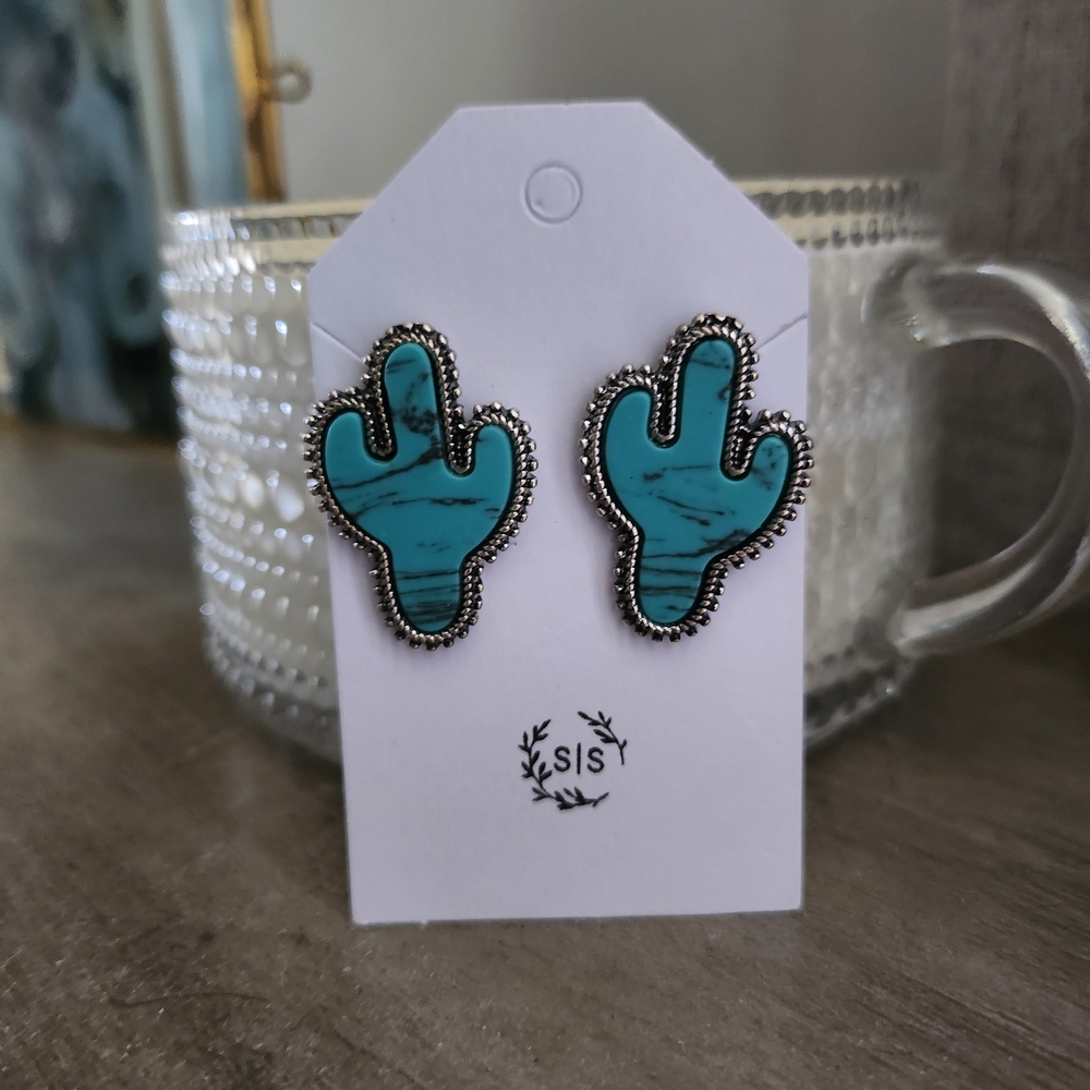 Turquoise Cactus Earrings